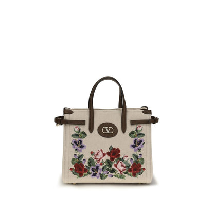 Beige Linen Shoulder Bag