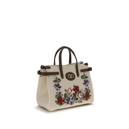 Beige Linen Shoulder Bag