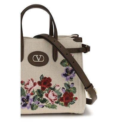 Beige Linen Shoulder Bag