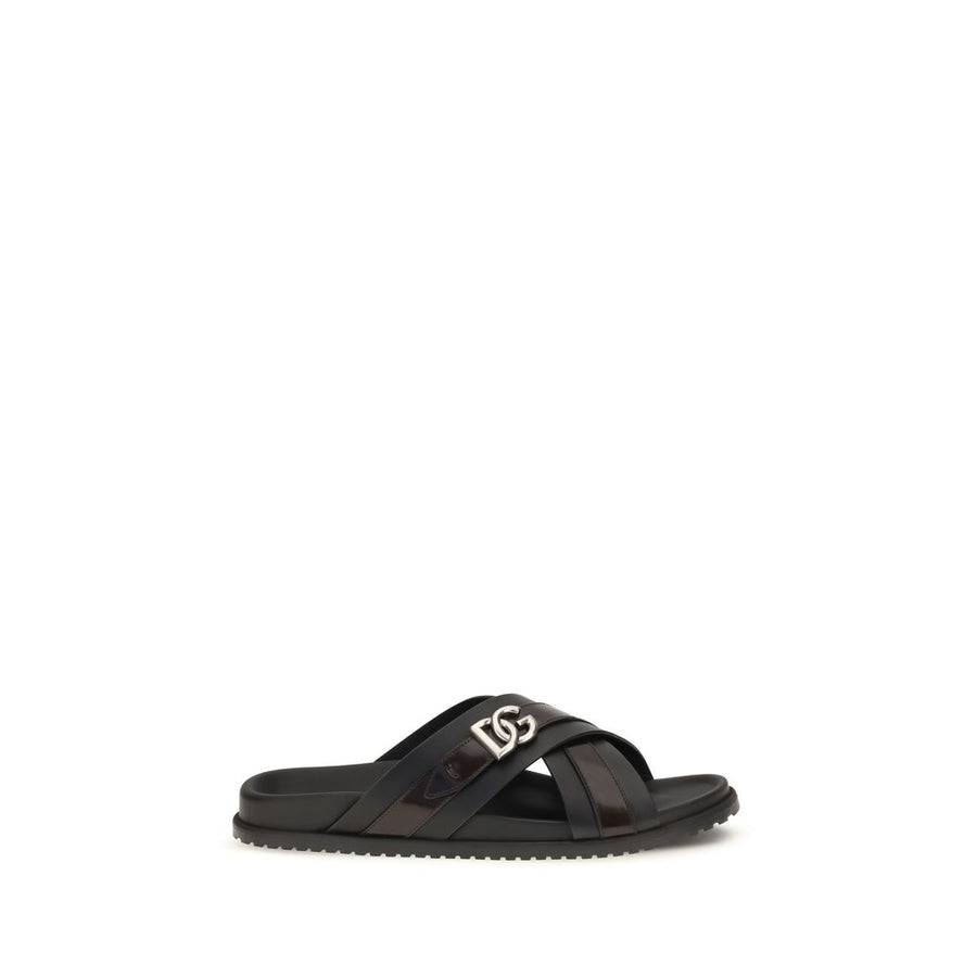 Black Calf Leather Bos Taurus Sandals