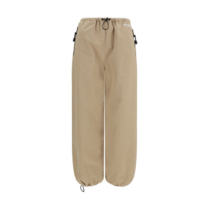 Beige Cotton Athletic Pants
