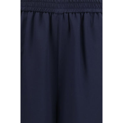 Blue Silk Casual Pants