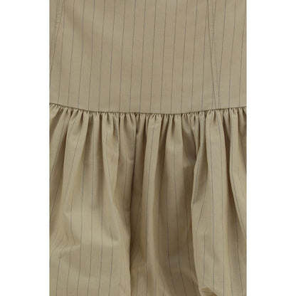 Beige Cotton Mini Skirt