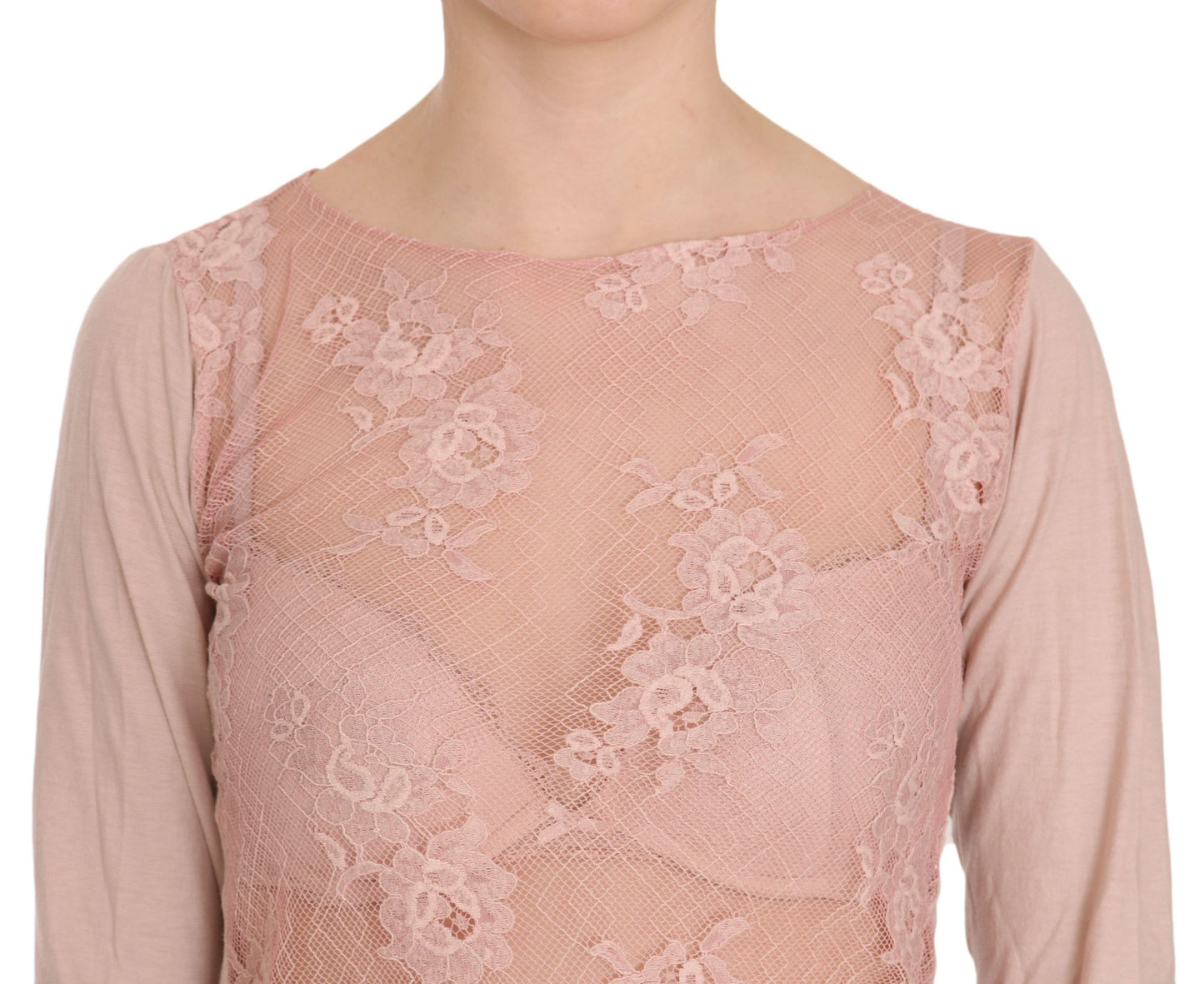 Chic Pink See-Through Cotton Blouse