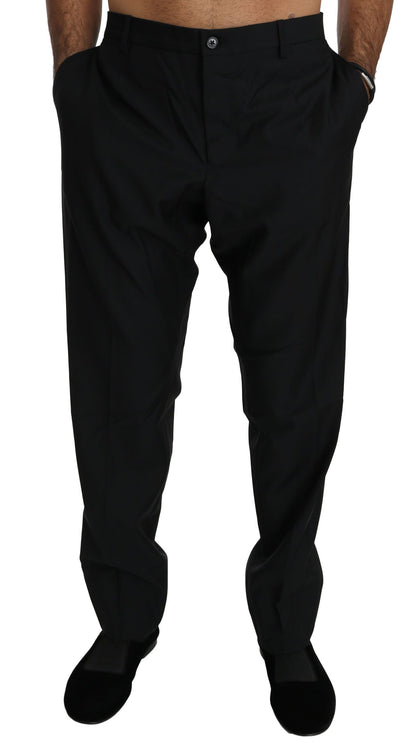 Elegant Black Virgin Wool Dress Pants