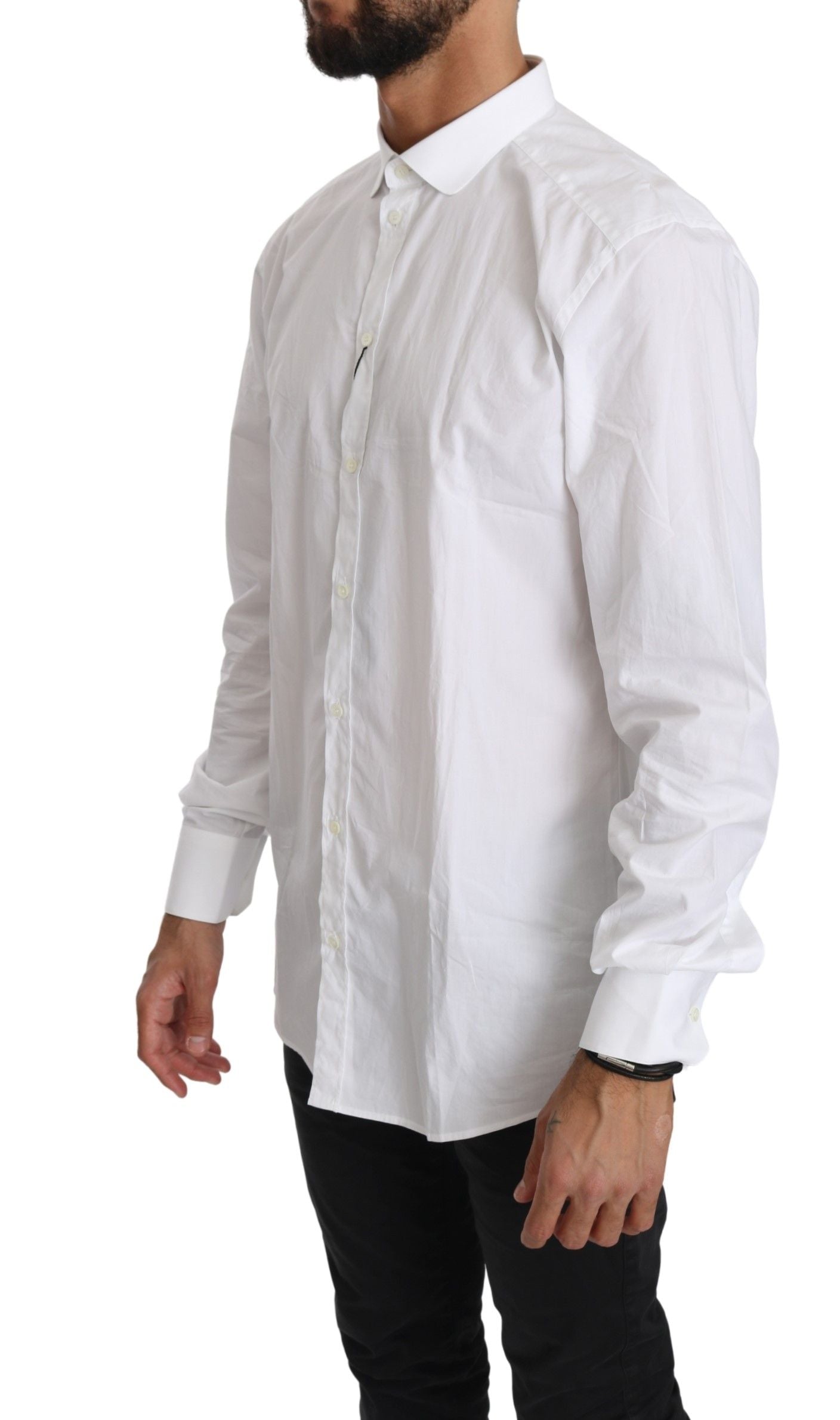 Elegant White Cotton Gold Fit Shirt