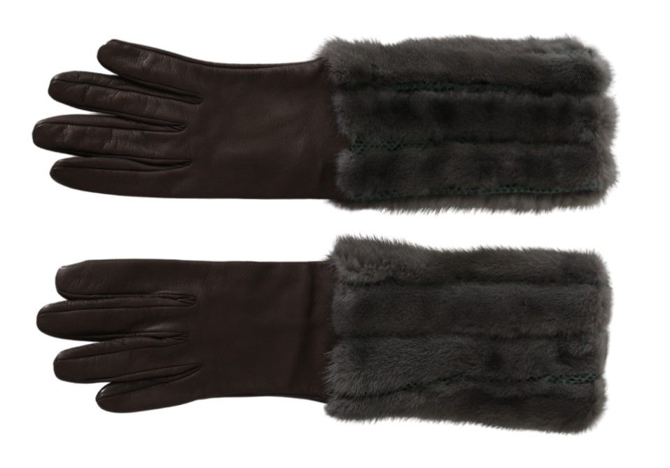 Elegant Mid-Arm Leather Gloves in Brown