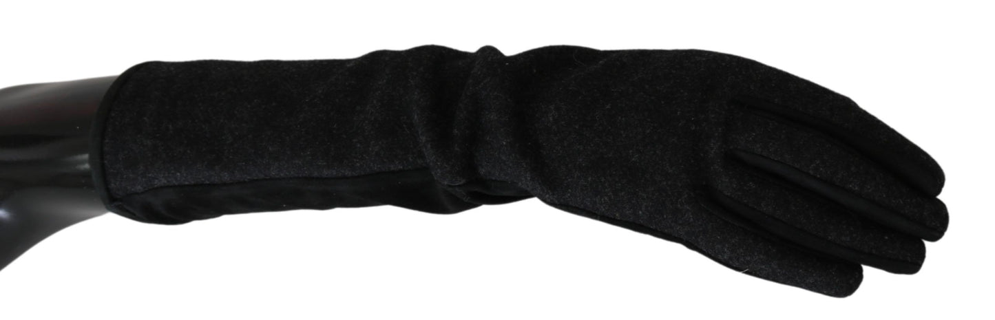 Elegant Mid-Length Wool Gloves in Black