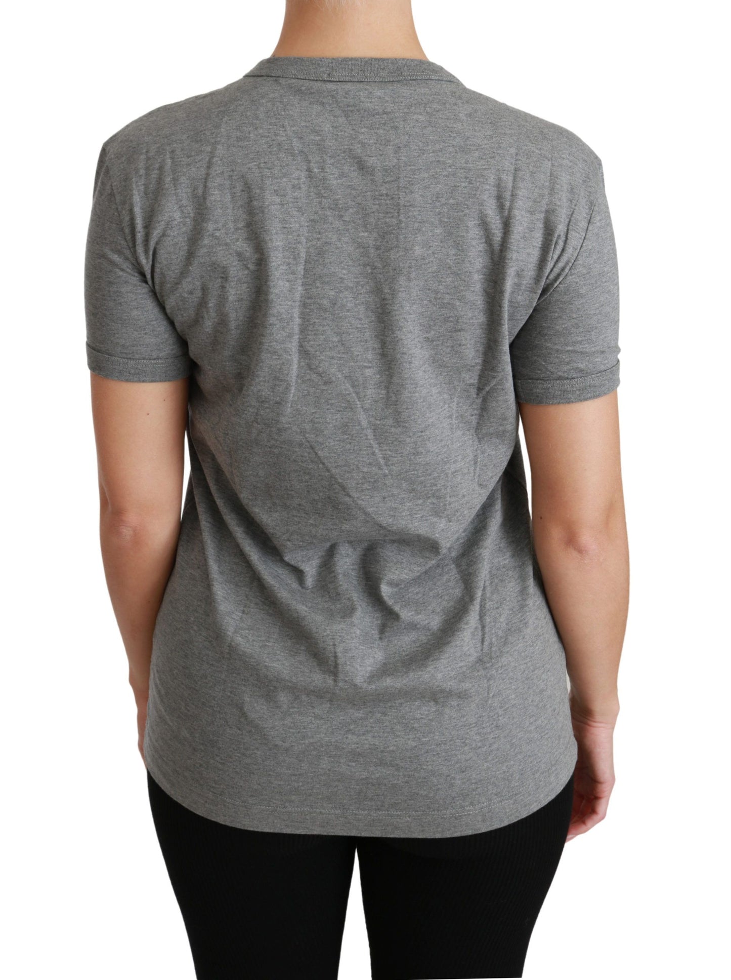 Chic Gray Amore Patch Crewneck Tee