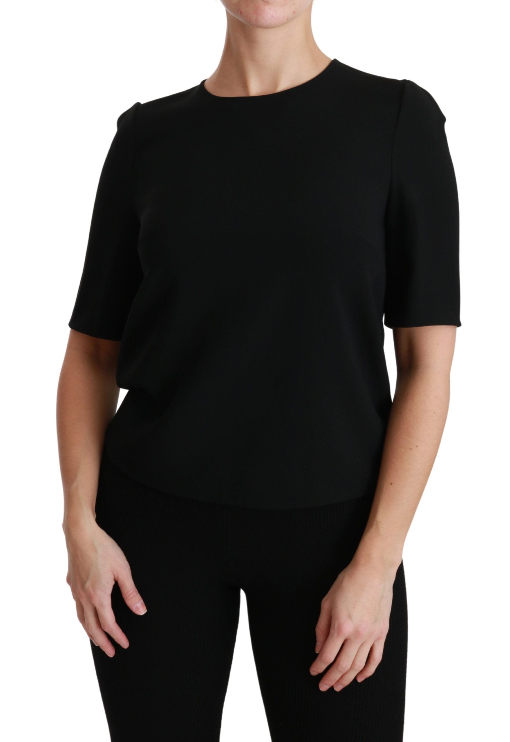 Elegant Black Stretch Blouse Top