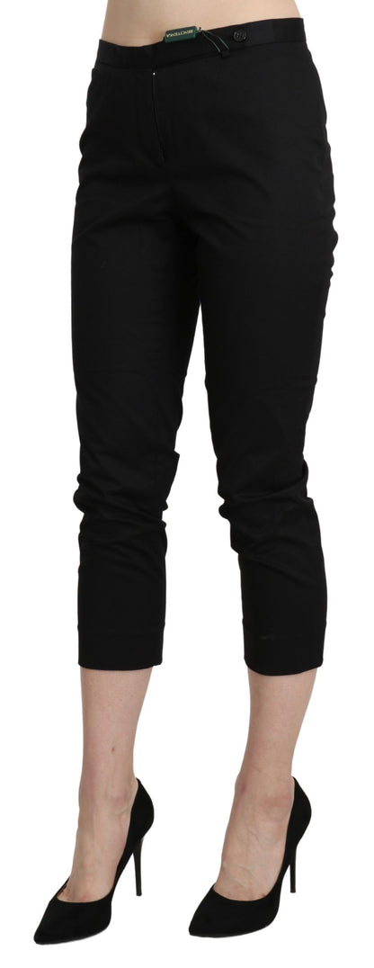 Black High Waist Skinny Cropped Dress Trouser Pants