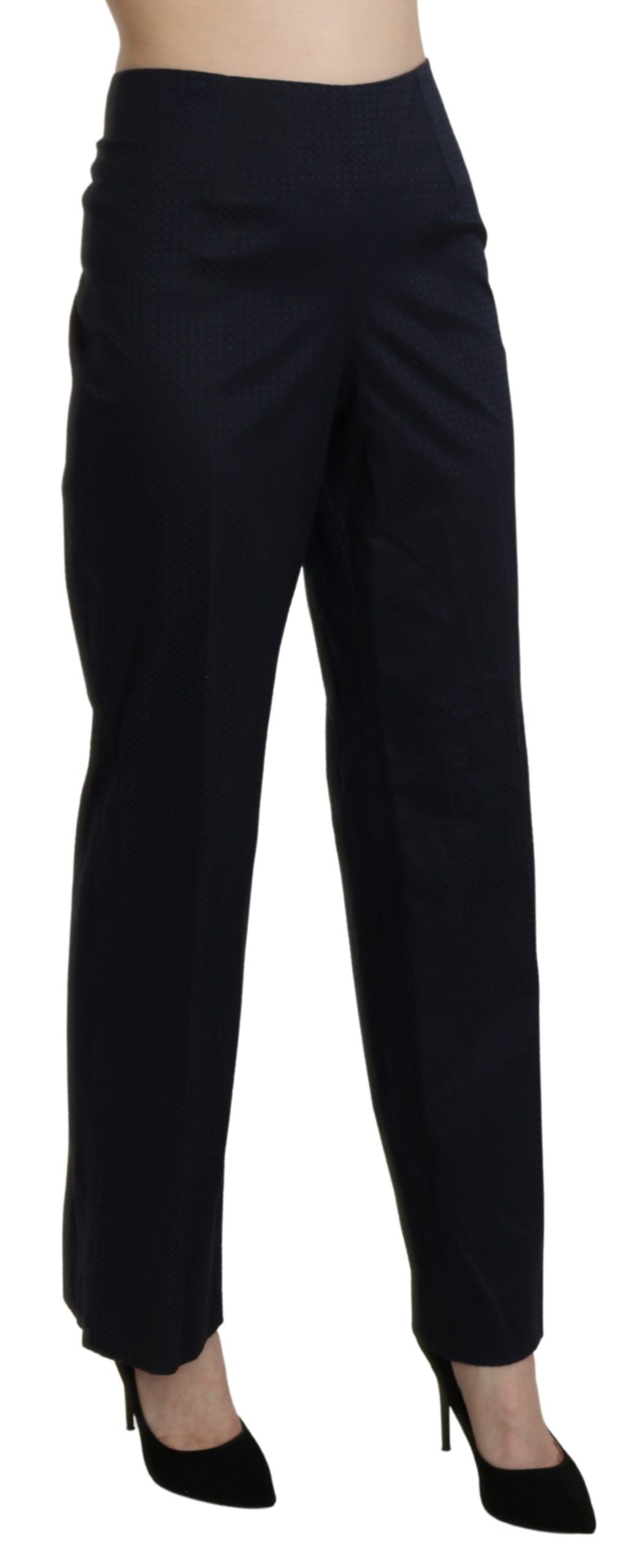 Navy Blue High Waist Straight Dress Trouser Pants