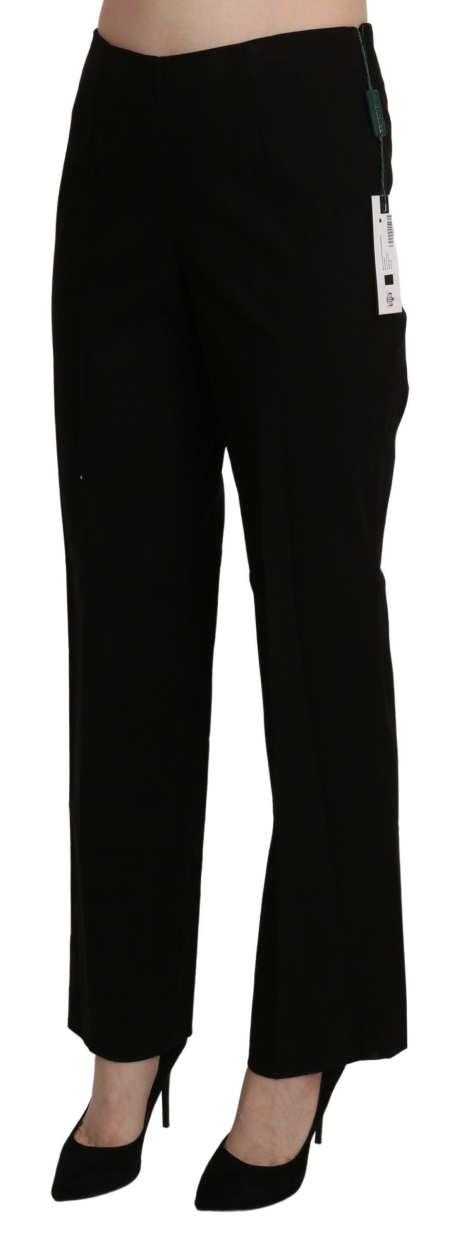 Black High Waist Straight Dress Trouser Pant