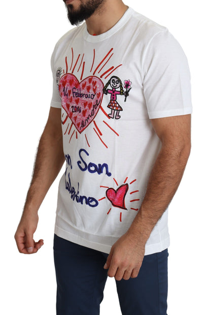 Romantic Heart Print Crew Neck Tee