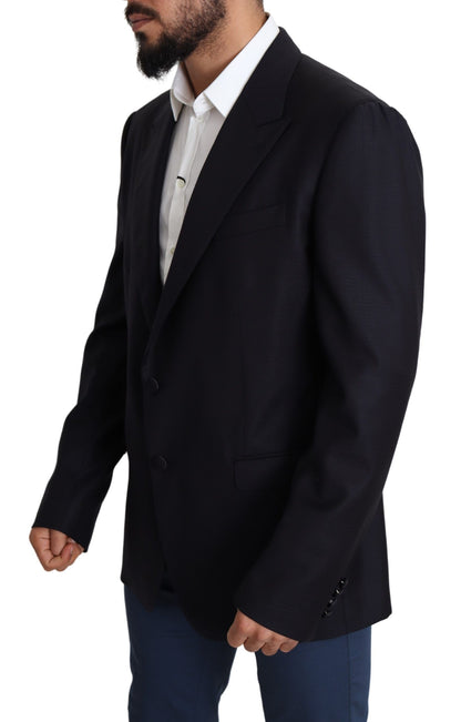 Elegant Black Virgin Wool Men's Blazer