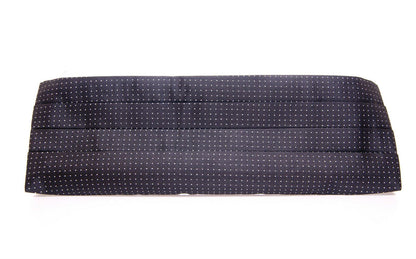 Elegant Black Silk Cummerbund with Polka Dots