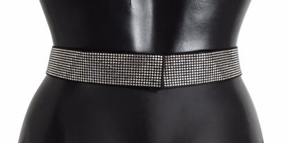 Black Silk Crystal Bow Waist Belt Elegance