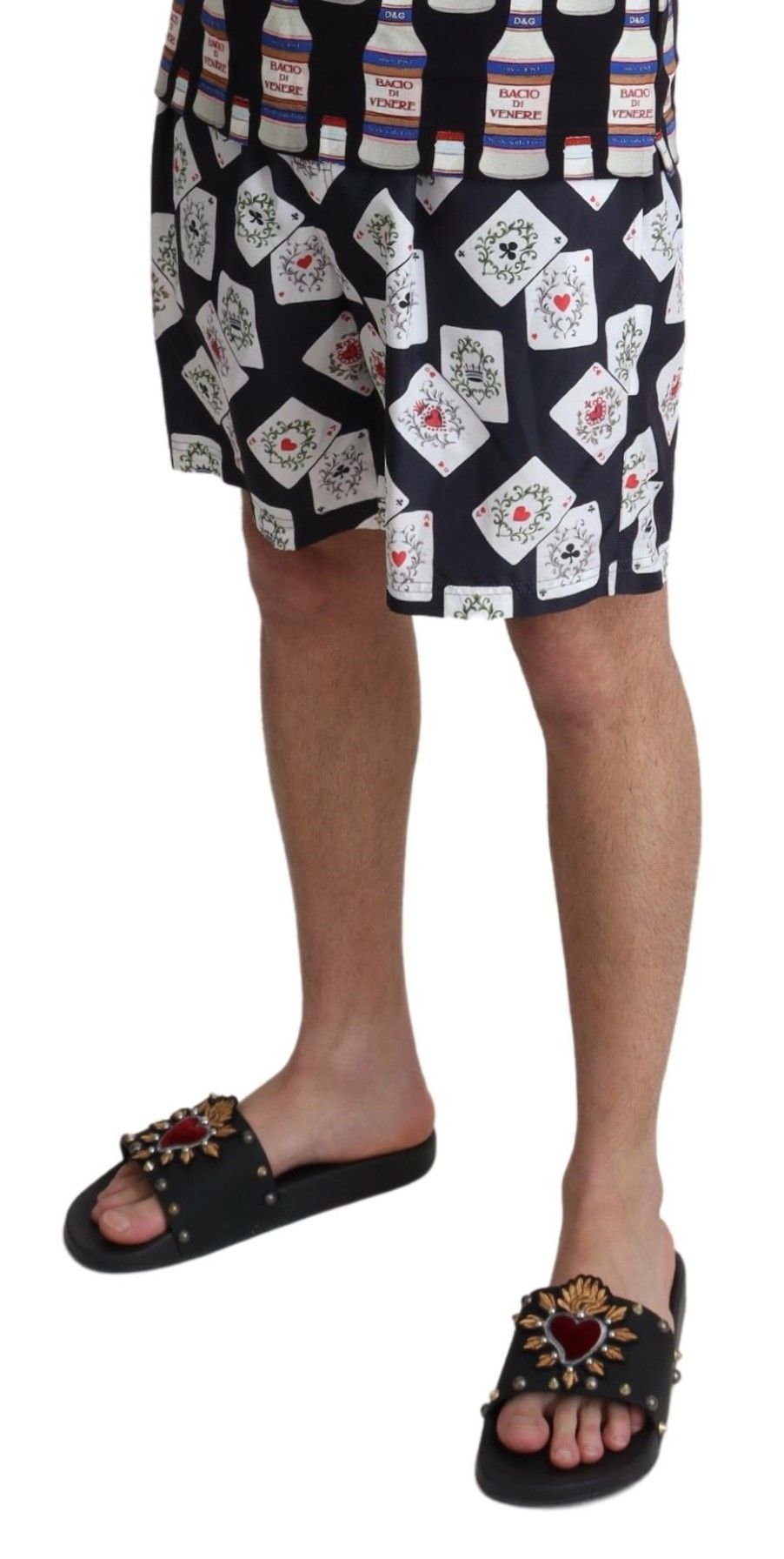 Multicolor Card Deck Printed Swim Trunks