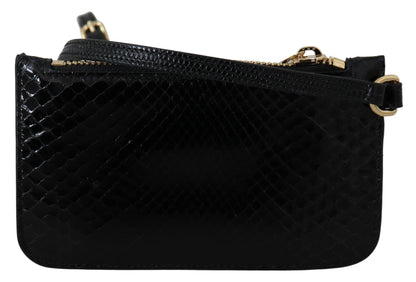 Black Leather Coin Purse Wristlet Mirror Agnese Wallet