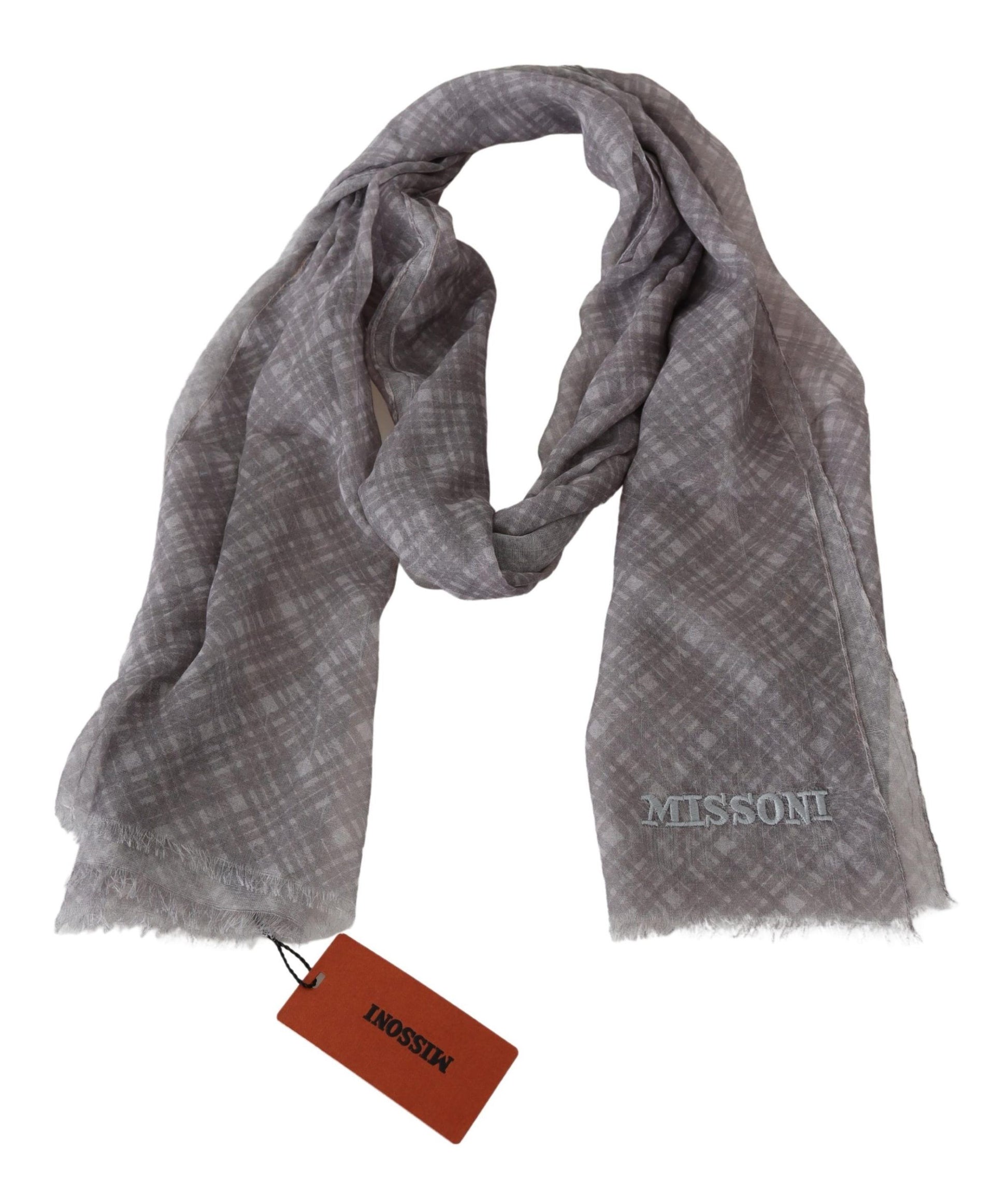 Elegant Wool Silk Blend Plaid Scarf