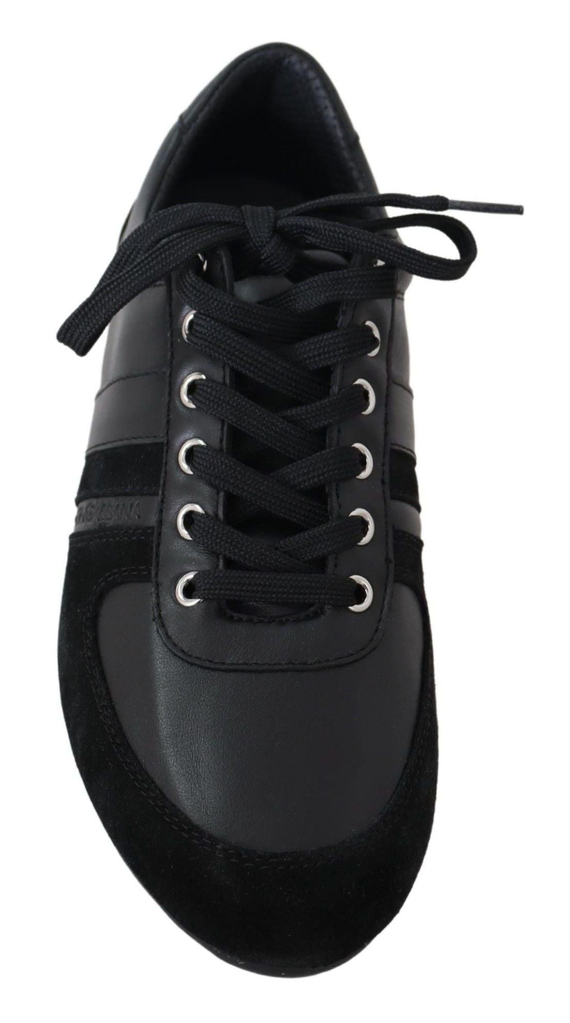 Elegant Black Leather Sport Sneakers