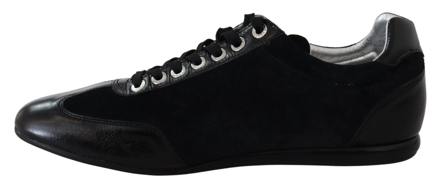 Elegant Black Leather Sport Sneakers