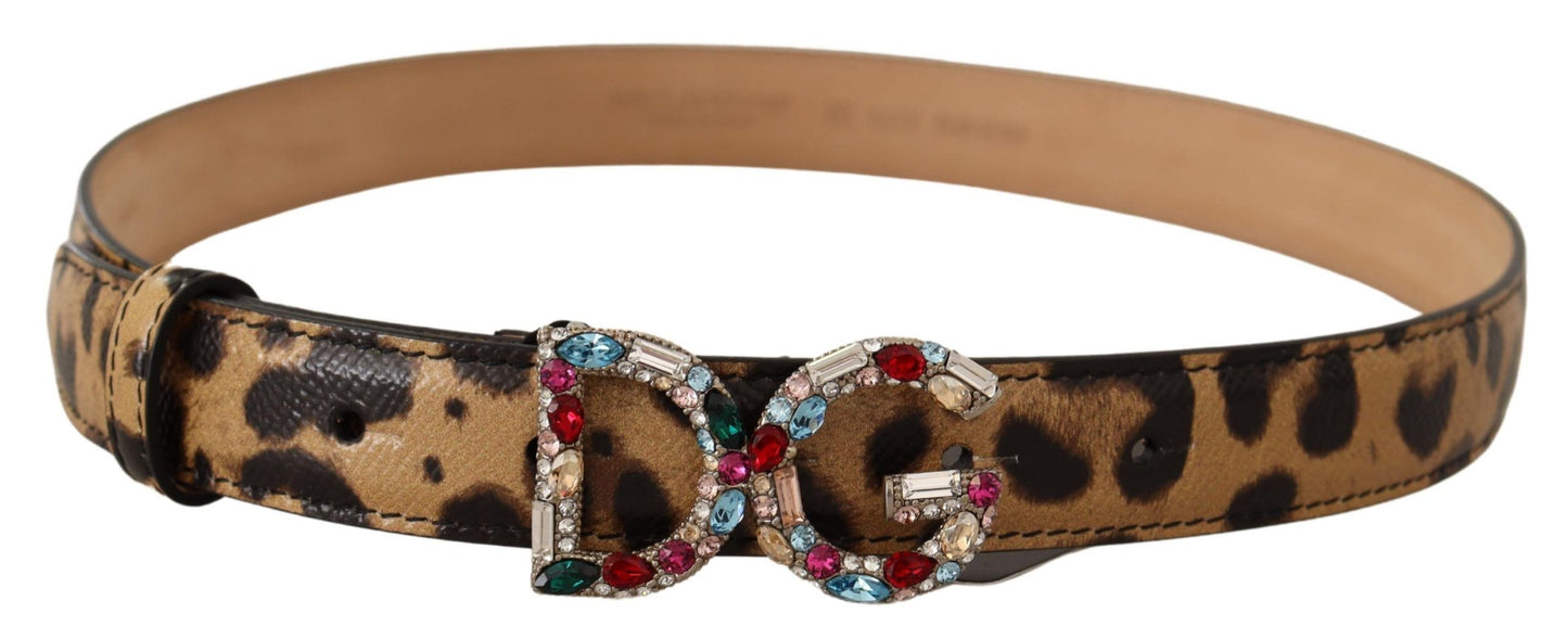 Elegant Crystal-Embellished Leopard Belt