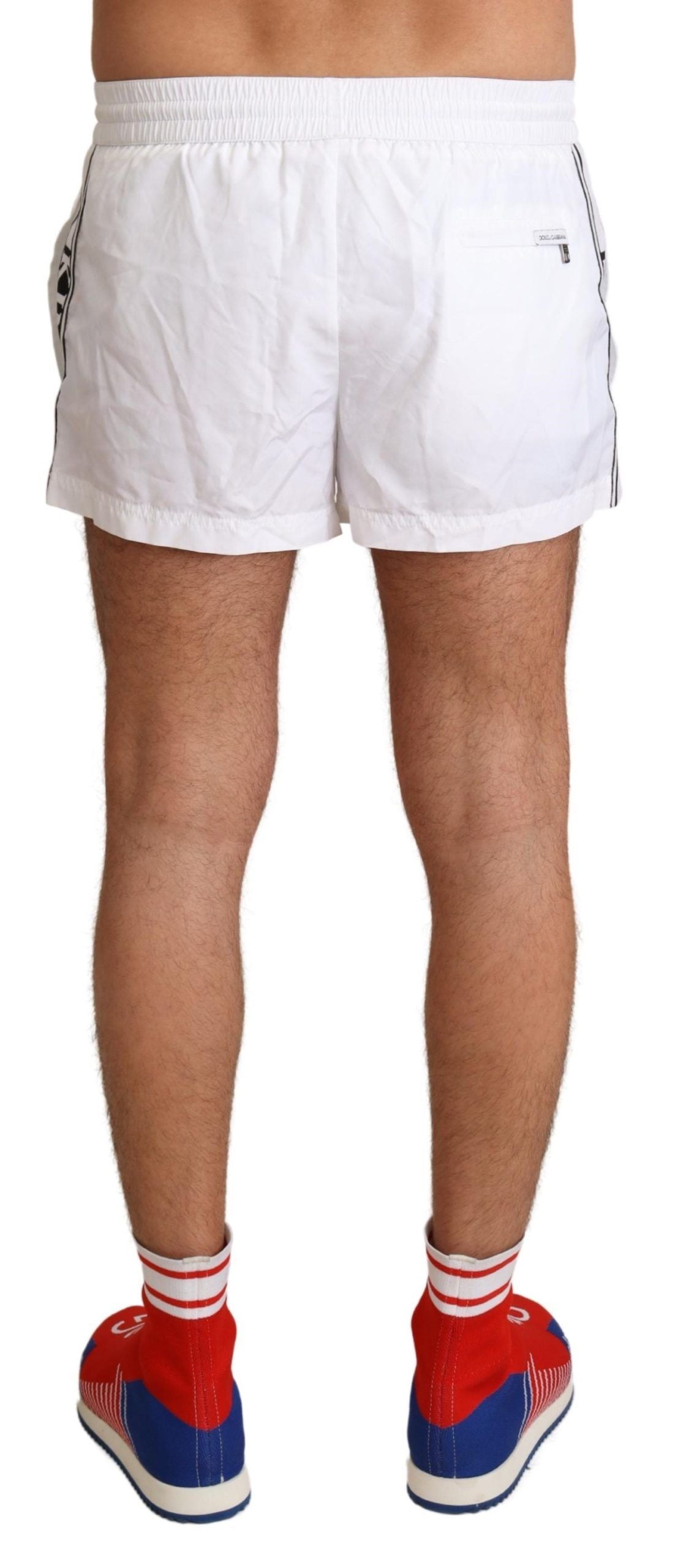 Elegant White KING Motive Swim Trunks