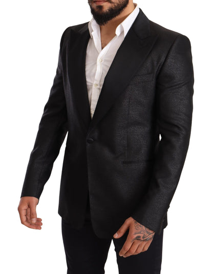 Elegant Black Metallic Slim Fit Blazer Jacket