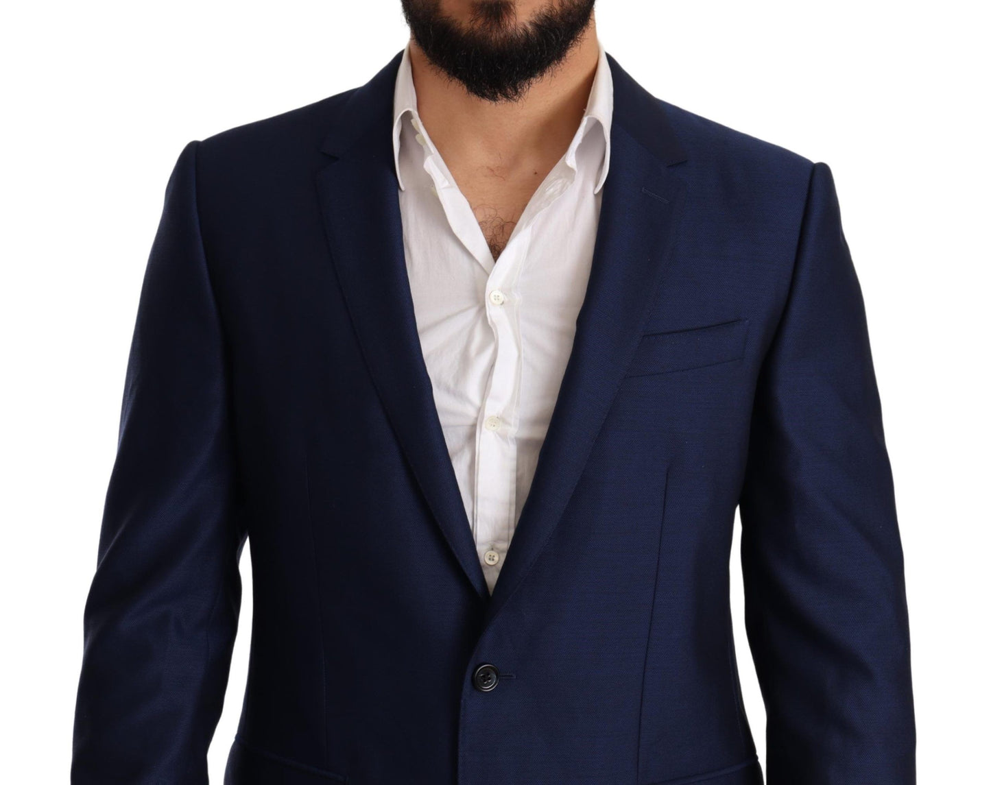 Elegant Blue Virgin Wool Martini Blazer