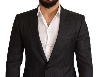 Elegant Gray Check Martini Blazer