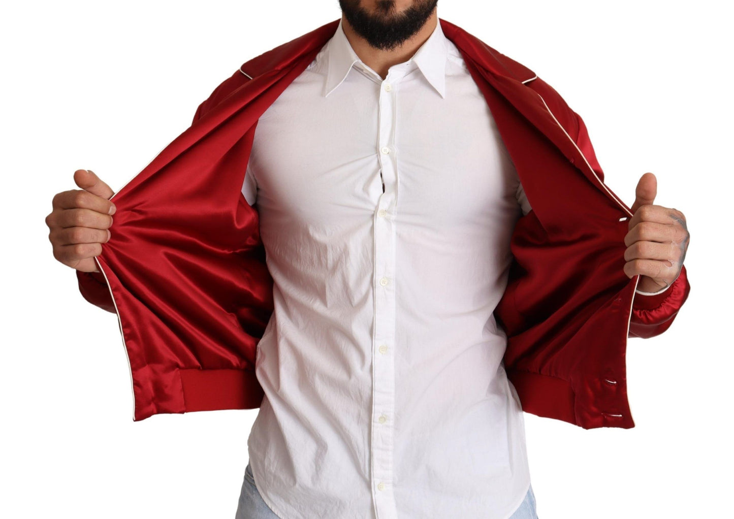 Sumptuous Silk Red Bomber Jacket