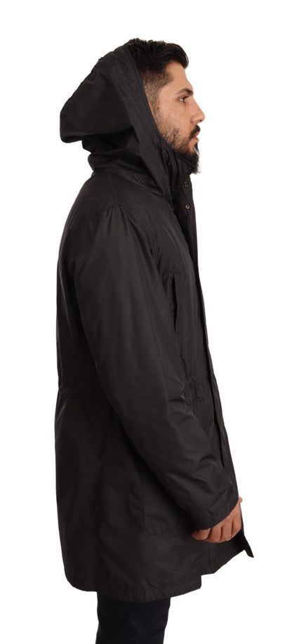 Elegant Black Hooded Blouson Jacket