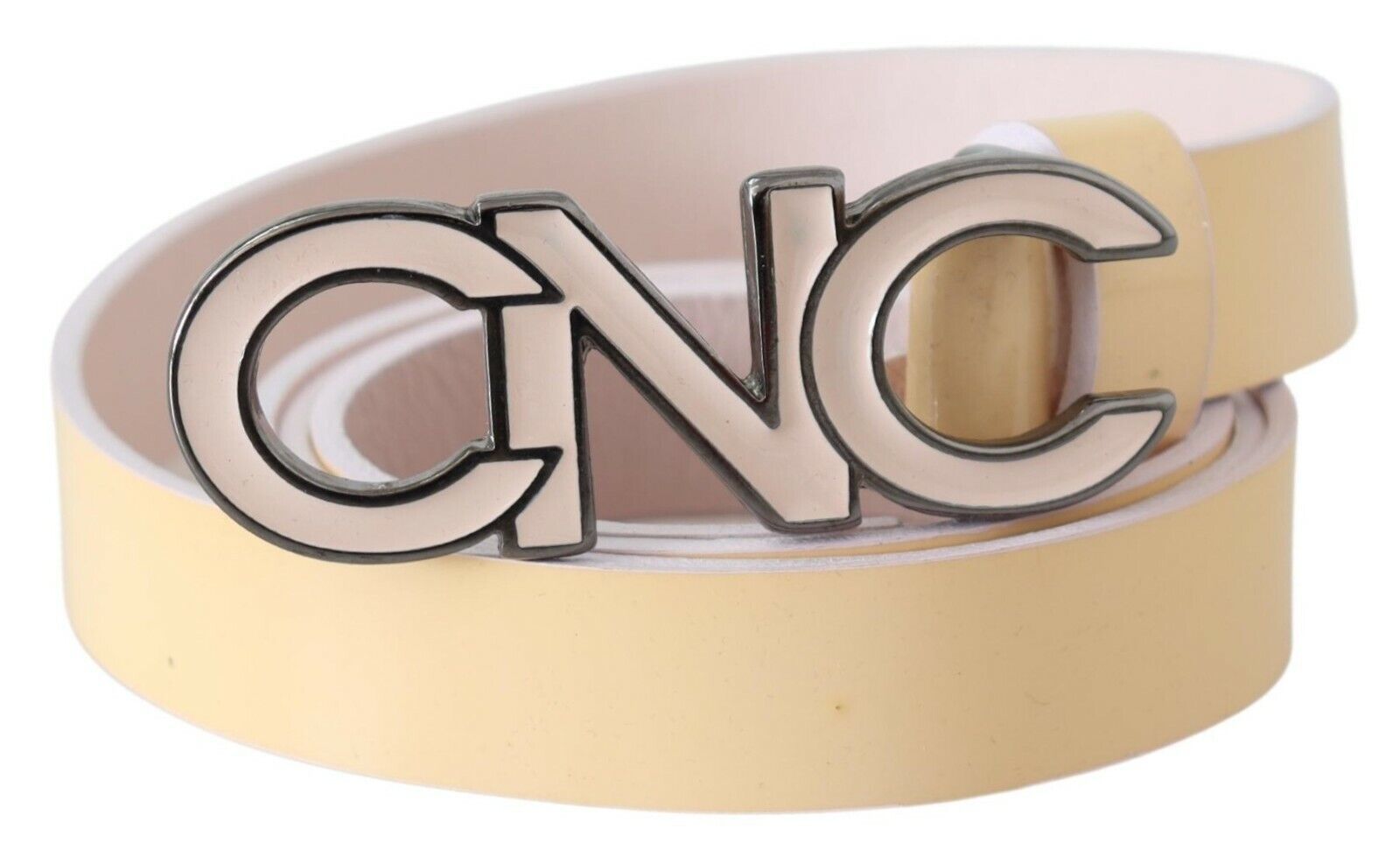 Chic Beige Logo Leather Belt