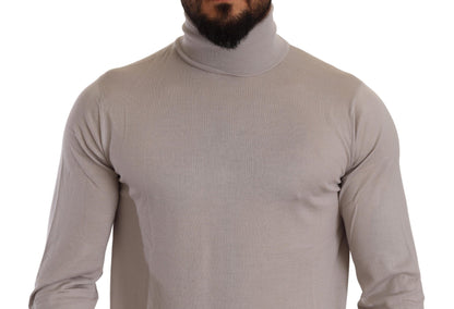 Elegant Light Blue Cashmere Turtleneck Sweater