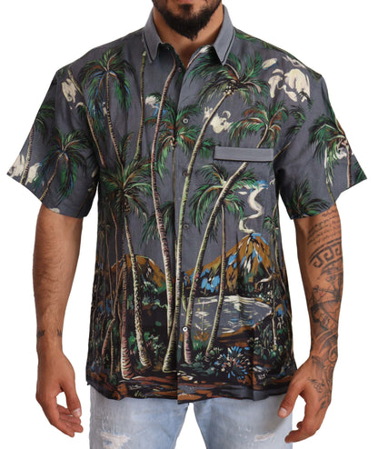 Tropical Elegance Linen Silk Men's Shirt