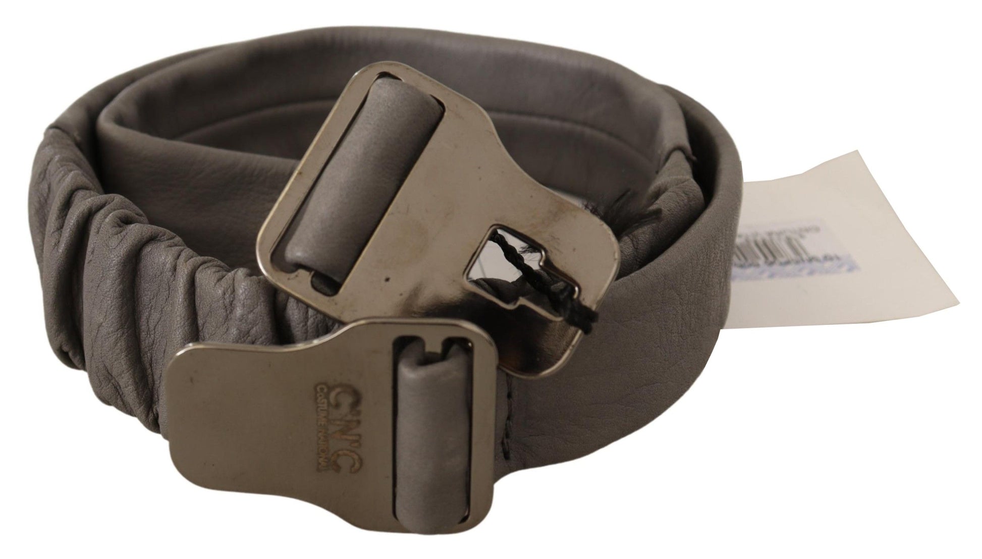 Elegant Gray Leather Fashion Belt