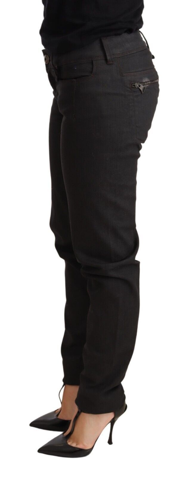 Black Low Waist Skinny Slim Trouser Cotton Jeans