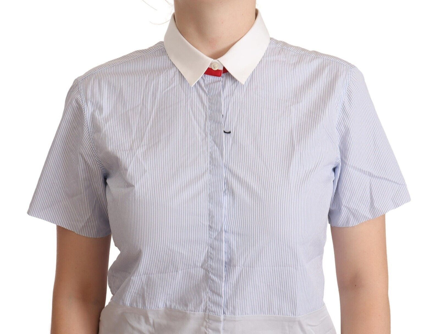 Chic Light Blue Polished Cotton Polo Top