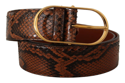 Elegant Leather Belt with Gold Buckle