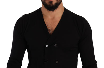 Black Cashmere Button Down Cardigan Sweater