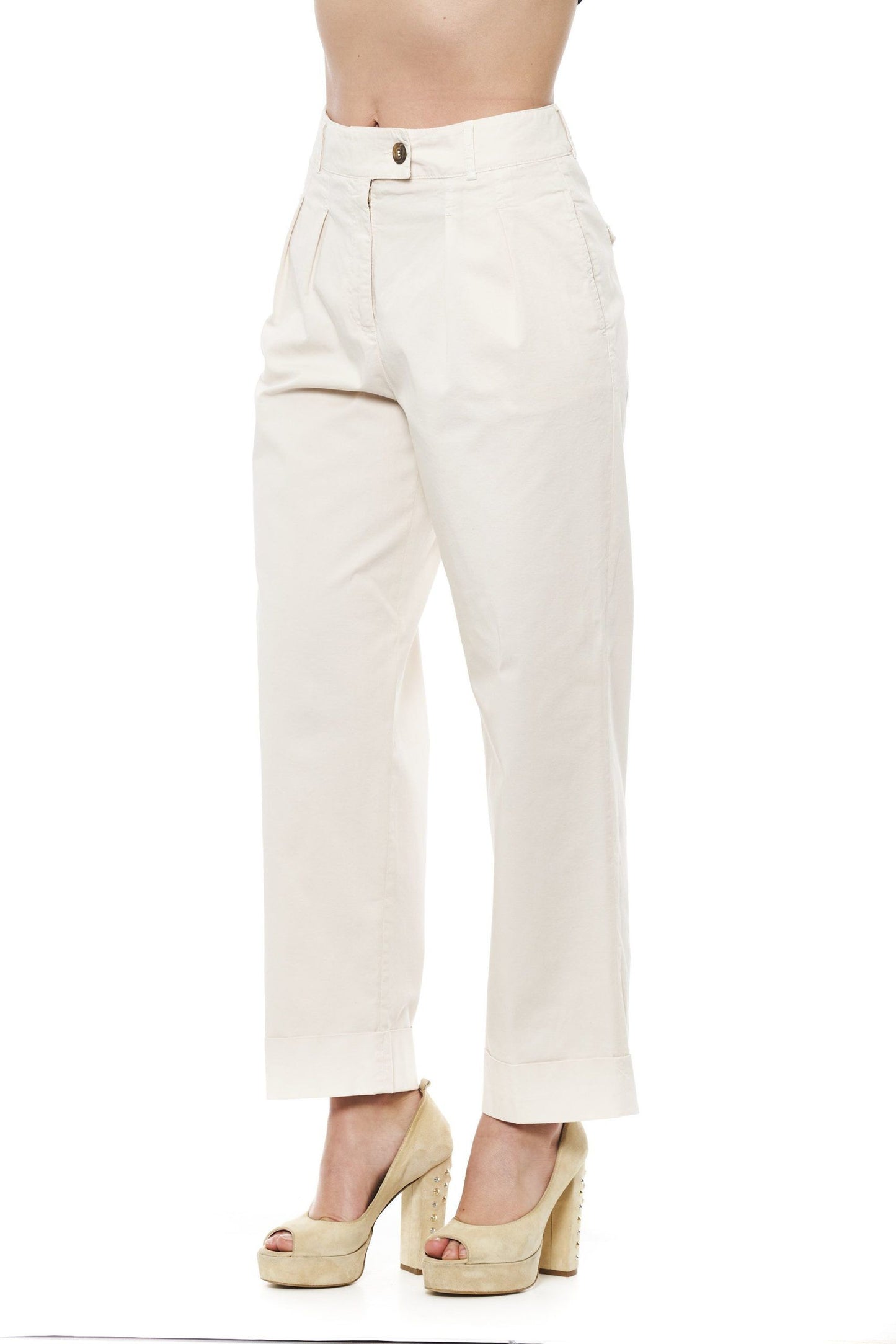Beige Cotton Jeans & Pants