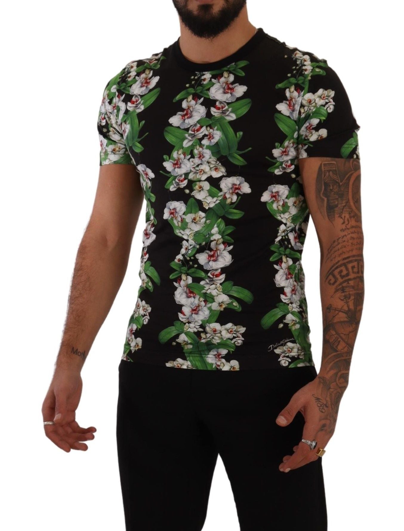 Elegant Floral Crewneck Tee for Men