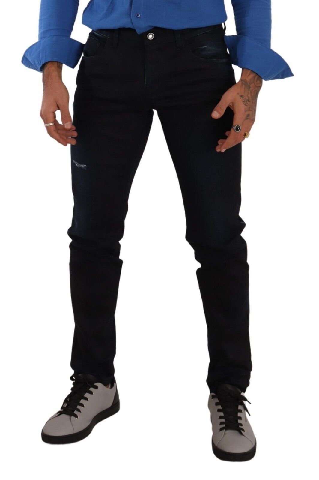 Elegant Slim Fit Dark Blue Denim Jeans