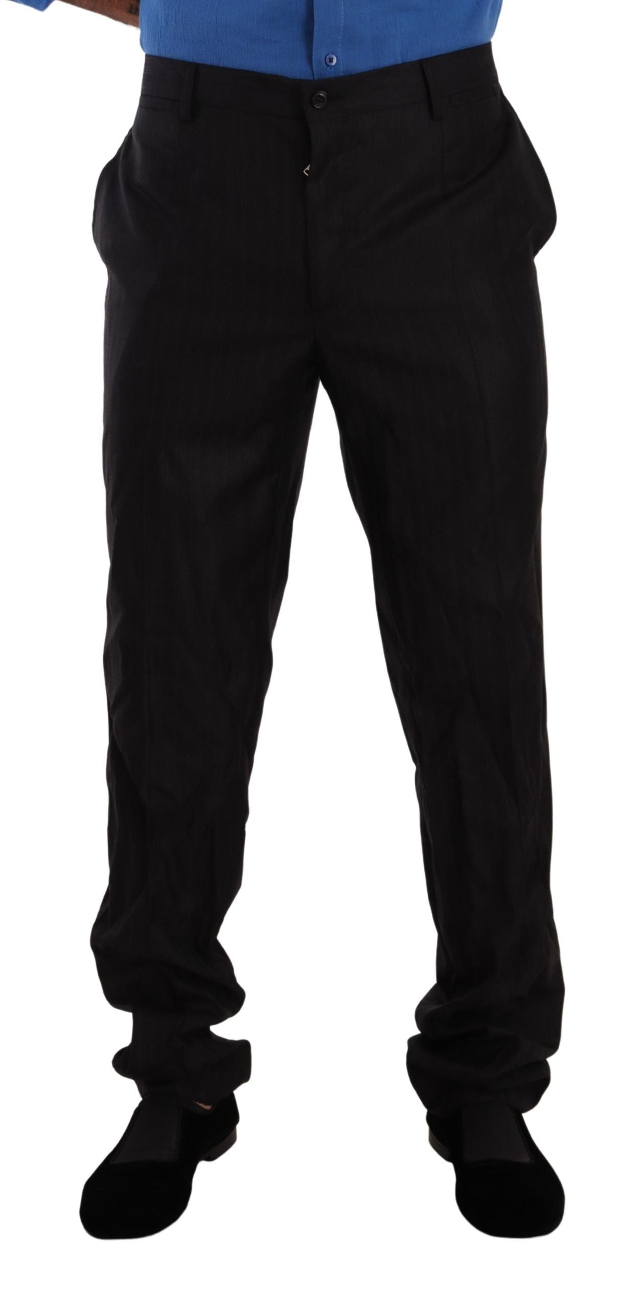 Elegant Striped Wool-Silk Dress Pants