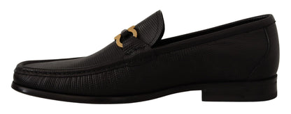 Elegant Black Calf Leather Loafers