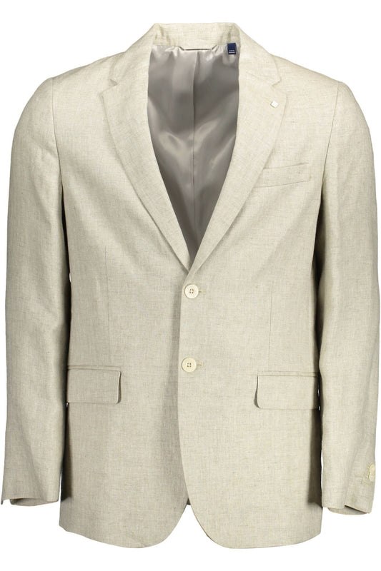 Beige Linen Blazer Jacket
