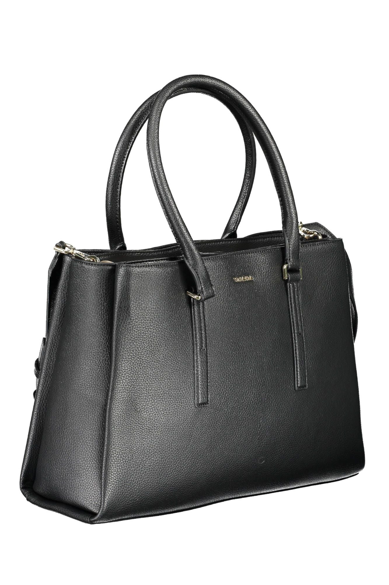 Black Polyester Women Handbag