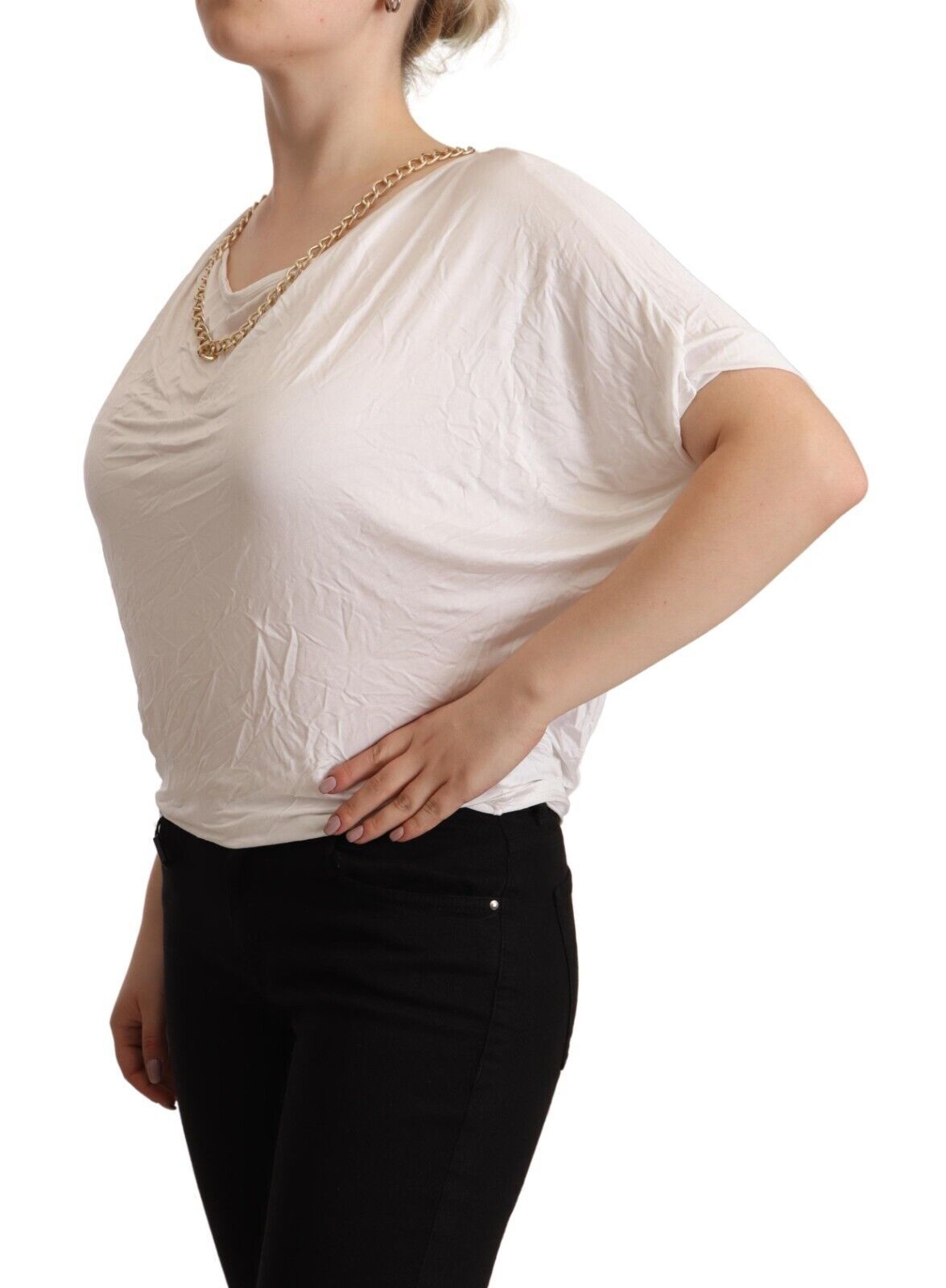 Elegant White Gold Chain T-Shirt Top