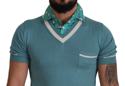 Elegant Silk Polo Tee with Boat Collar Print